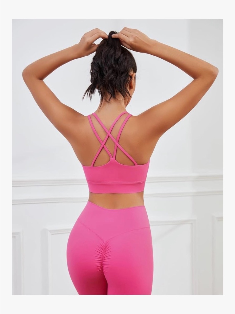 Crisscross Back Sports Bra in Hot Pink NWT
